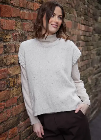 Orla Cable Vest in Chalk 
